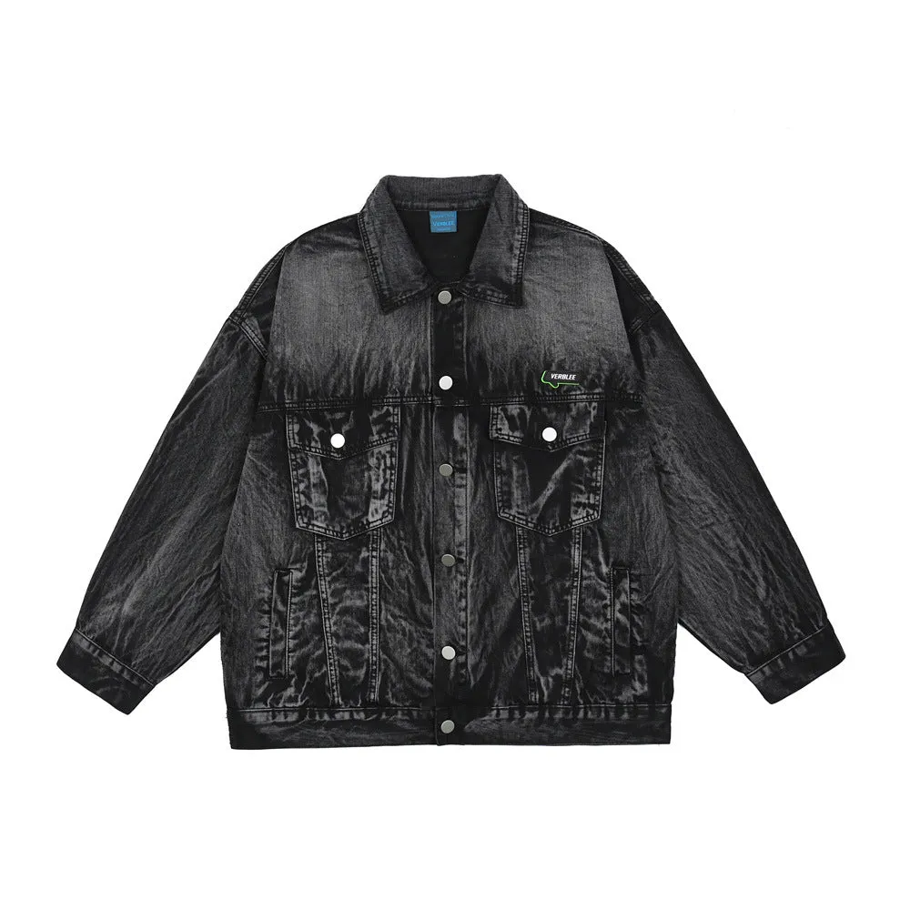 Men Denim Coat Jean Jackets Washed Do the Old Cowboy Coat Men Loose Lapels Jacket Denim Coat