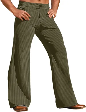 Men's Corduroy Bell Bottom Pants Relaxed Stretch Vintage Fit Plus Size Fashion Flared Retro Wide Leg Trousers