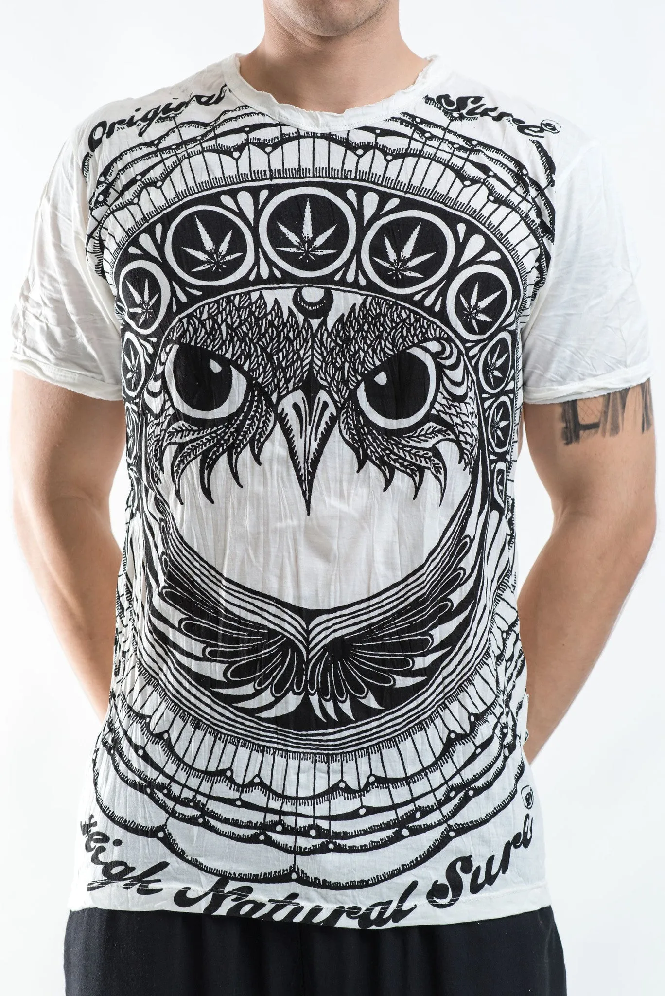 Mens Weed Owl T-Shirt in White