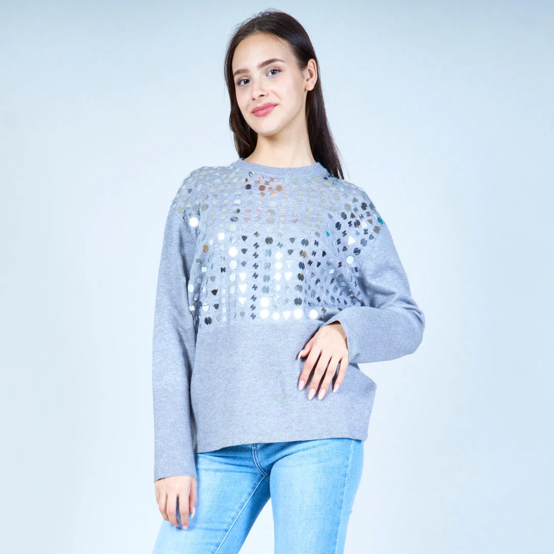 Metallic geometric design sweater wholesale