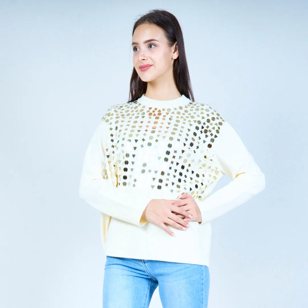 Metallic geometric design sweater wholesale