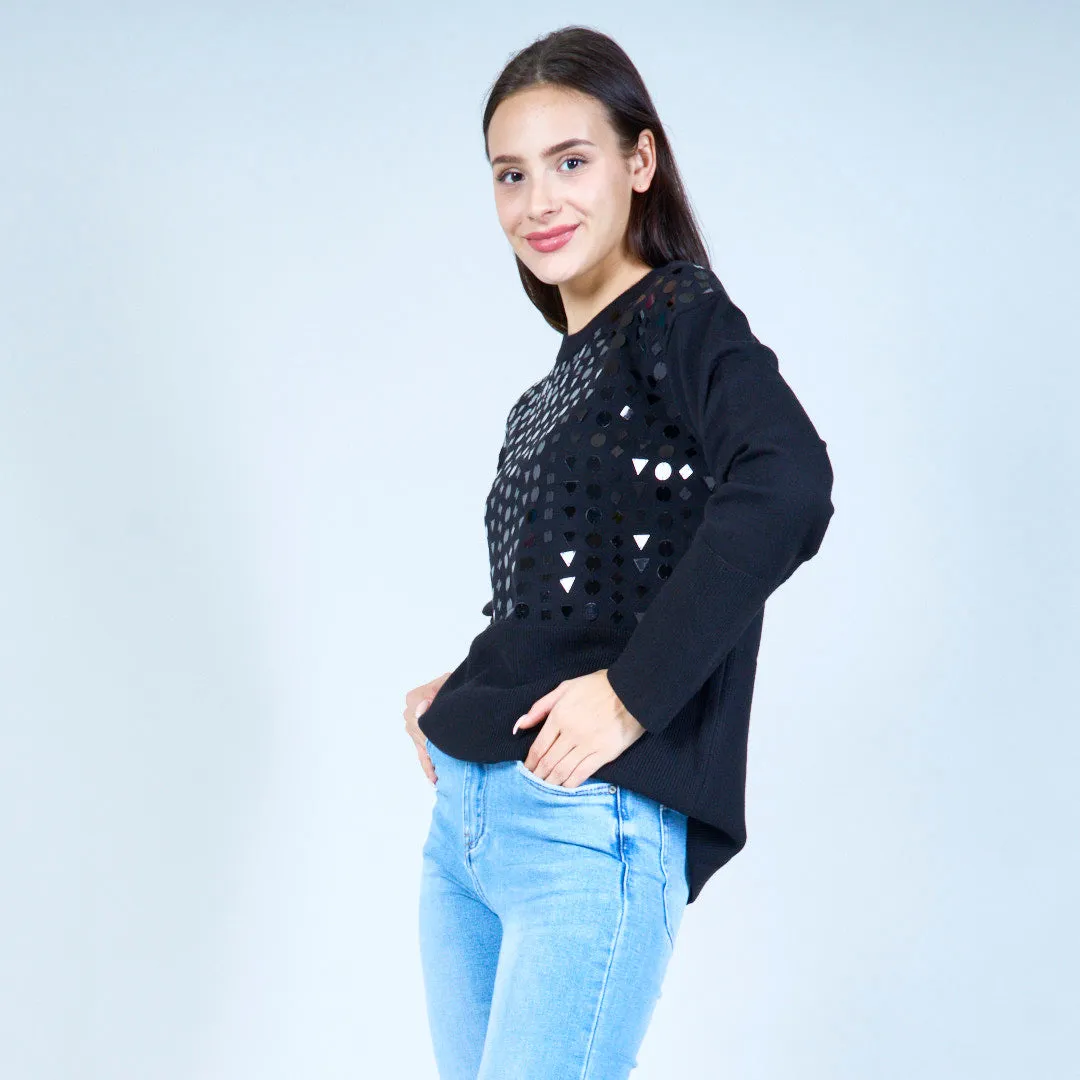 Metallic geometric design sweater wholesale