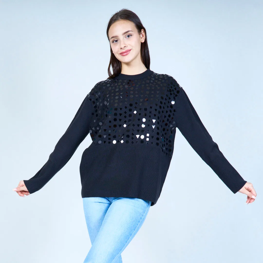 Metallic geometric design sweater wholesale