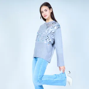 Metallic geometric design sweater wholesale