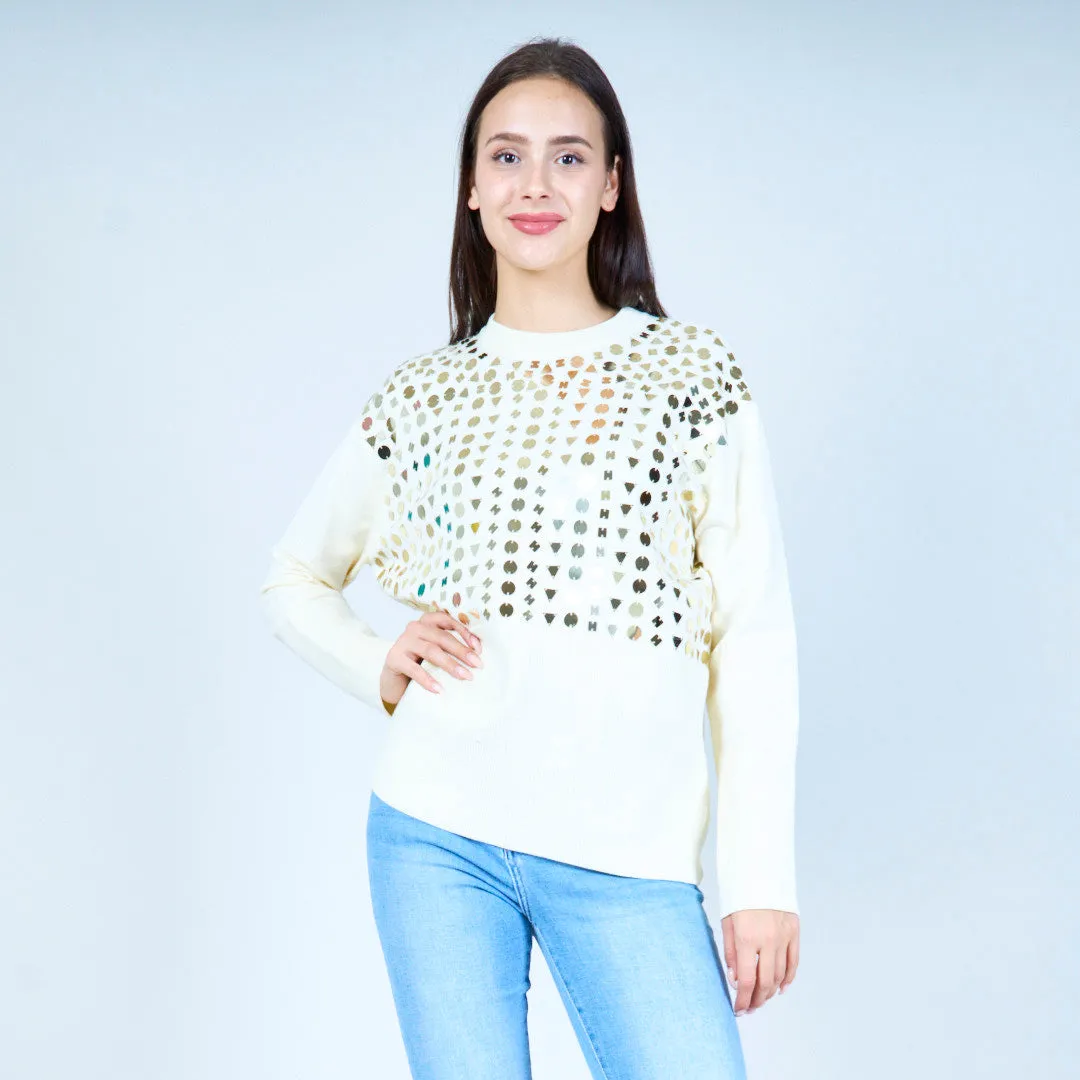 Metallic geometric design sweater wholesale