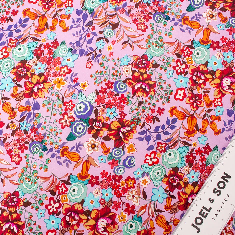 Multi Floral Printed Dusty Pink Cotton (A 2.60m Piece)