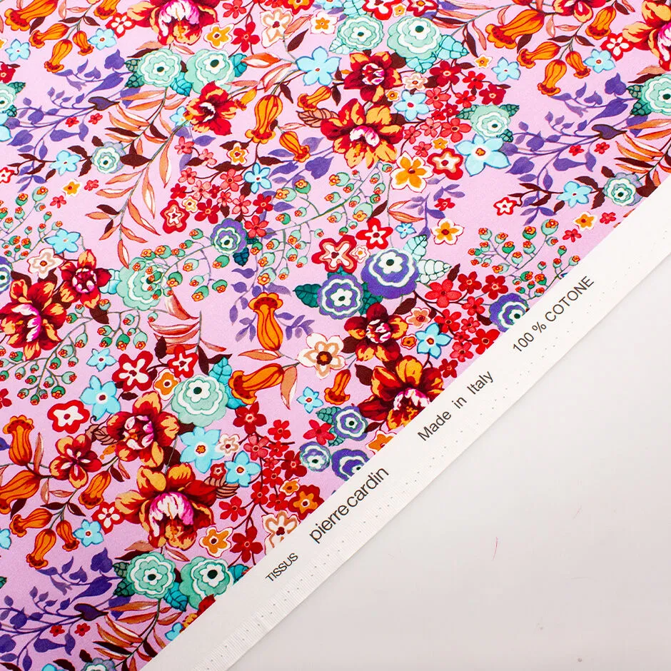 Multi Floral Printed Dusty Pink Cotton (A 2.60m Piece)