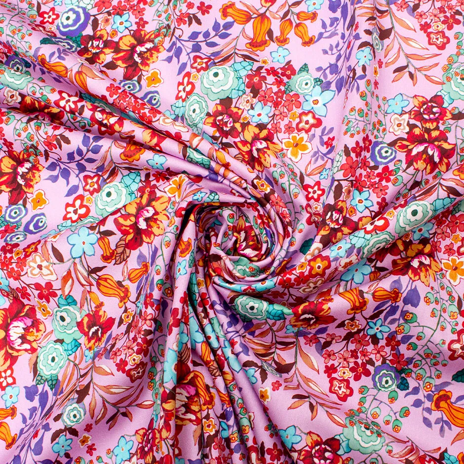 Multi Floral Printed Dusty Pink Cotton (A 2.60m Piece)