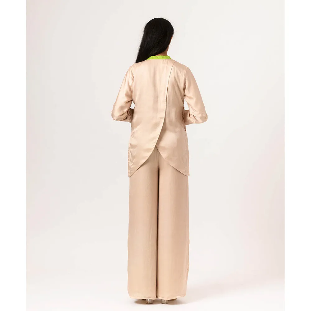 NEORA BY NEHAL CHOPRA Ecru & Green Full Co Ord (Set of 2)