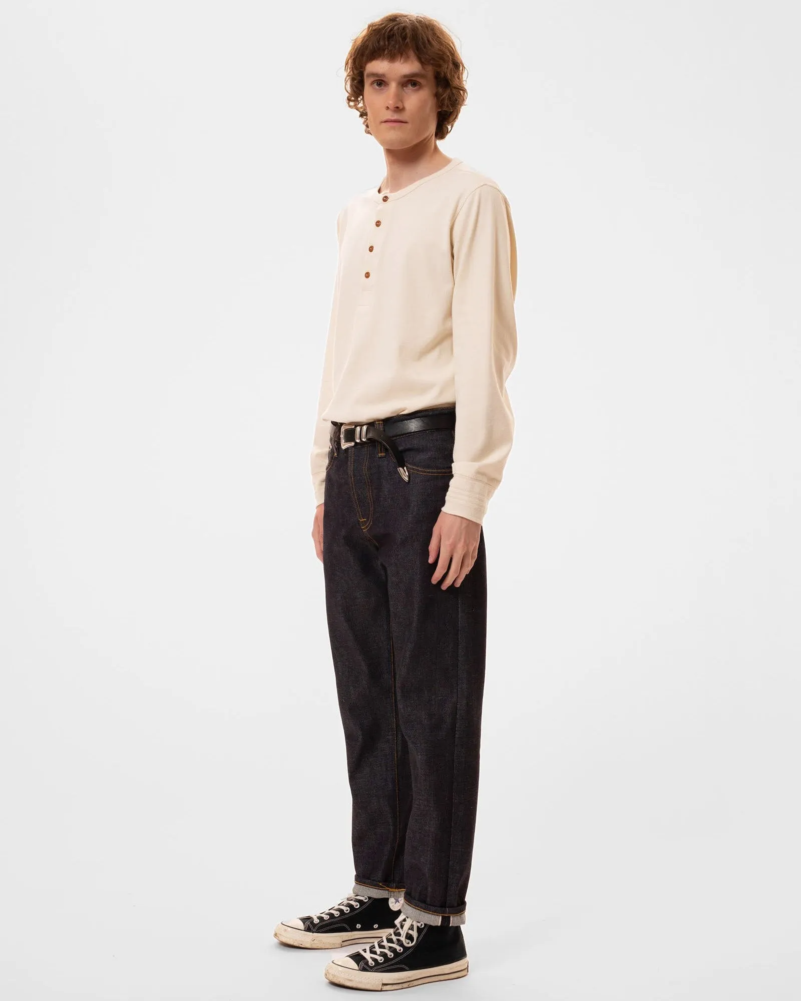 Nudie Jeans L/S Henley - Ecru