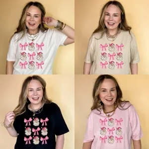 Online Exclusive | Santa and Pink Bow Collage Graphic Tee in Multiple Color Options