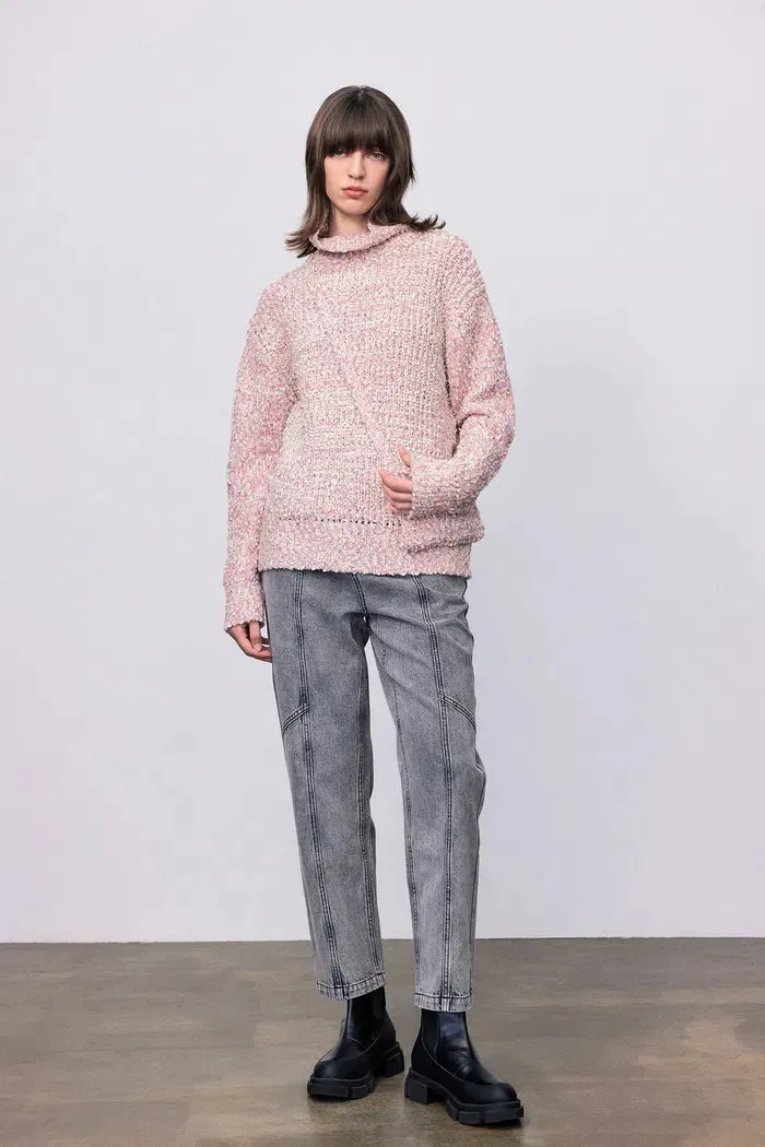 Pech Crossbody Bag Sweater in Multi-Texture Wool Blend