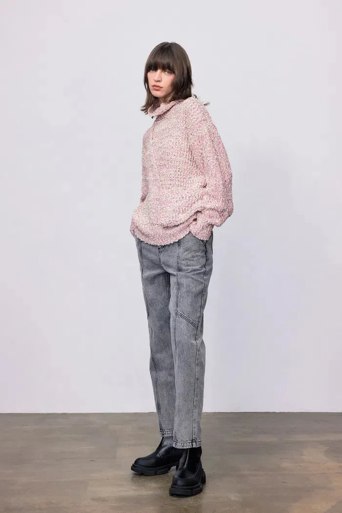 Pech Crossbody Bag Sweater in Multi-Texture Wool Blend