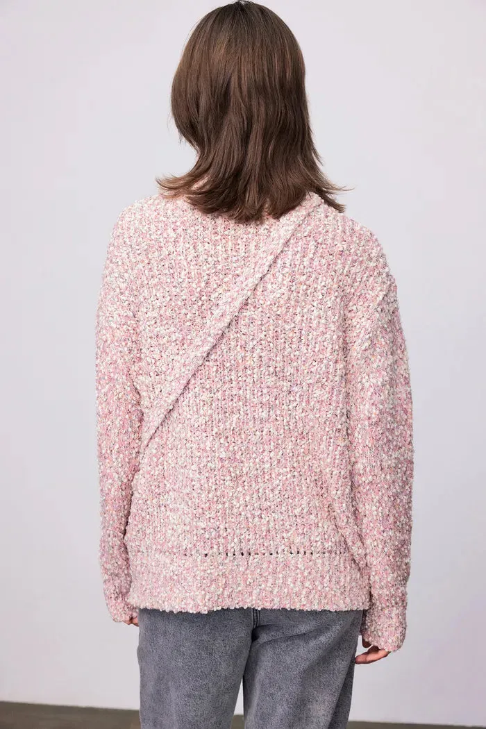 Pech Crossbody Bag Sweater in Multi-Texture Wool Blend