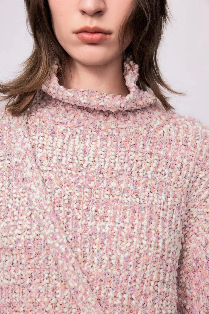 Pech Crossbody Bag Sweater in Multi-Texture Wool Blend
