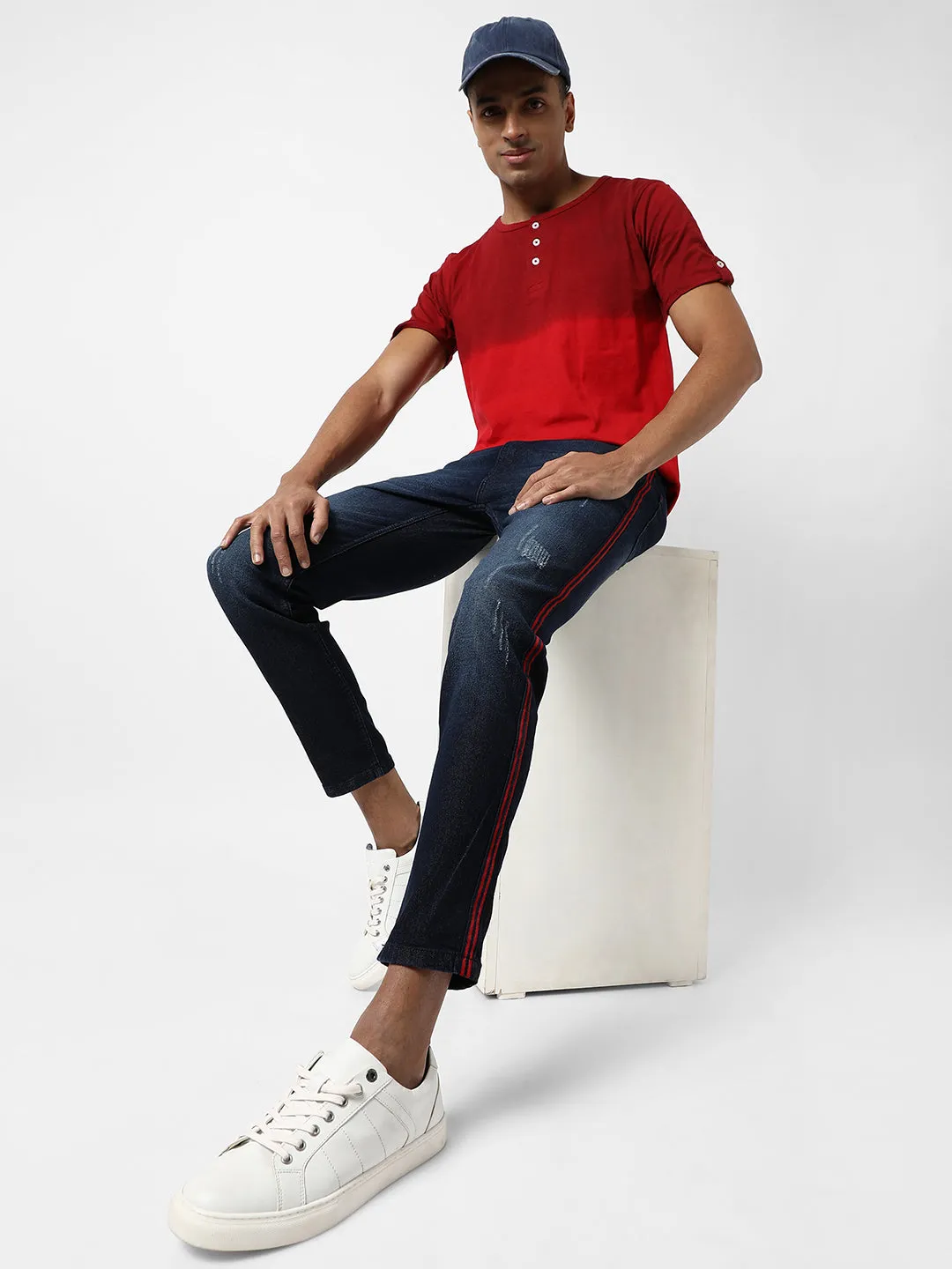 Pencil Side-Striped Denim Jeans