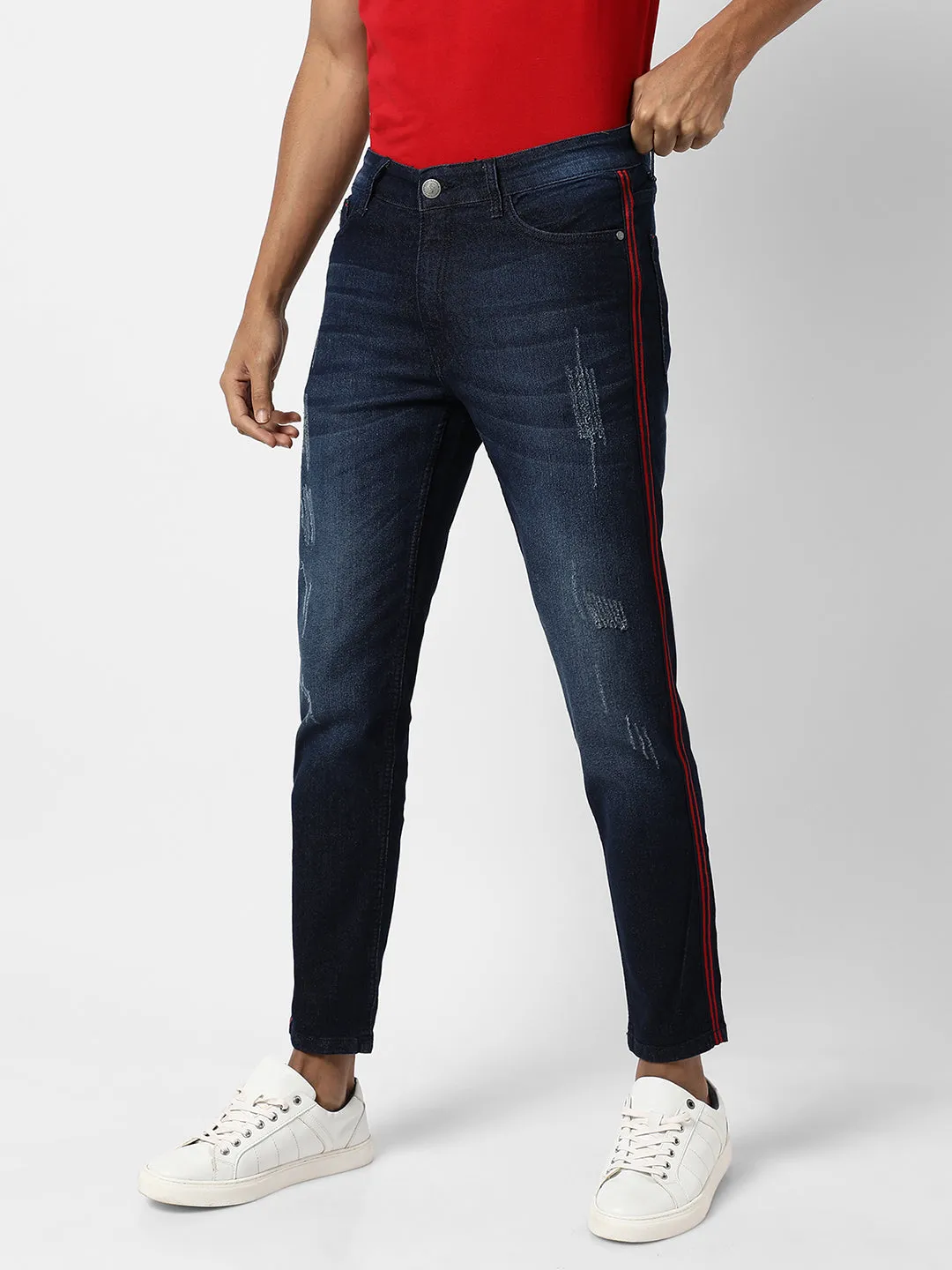 Pencil Side-Striped Denim Jeans