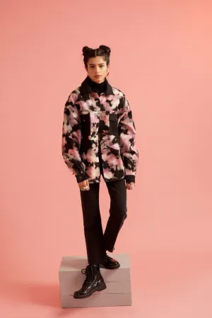 Pink and Black Tie-Dye Effect Oversized Jacket