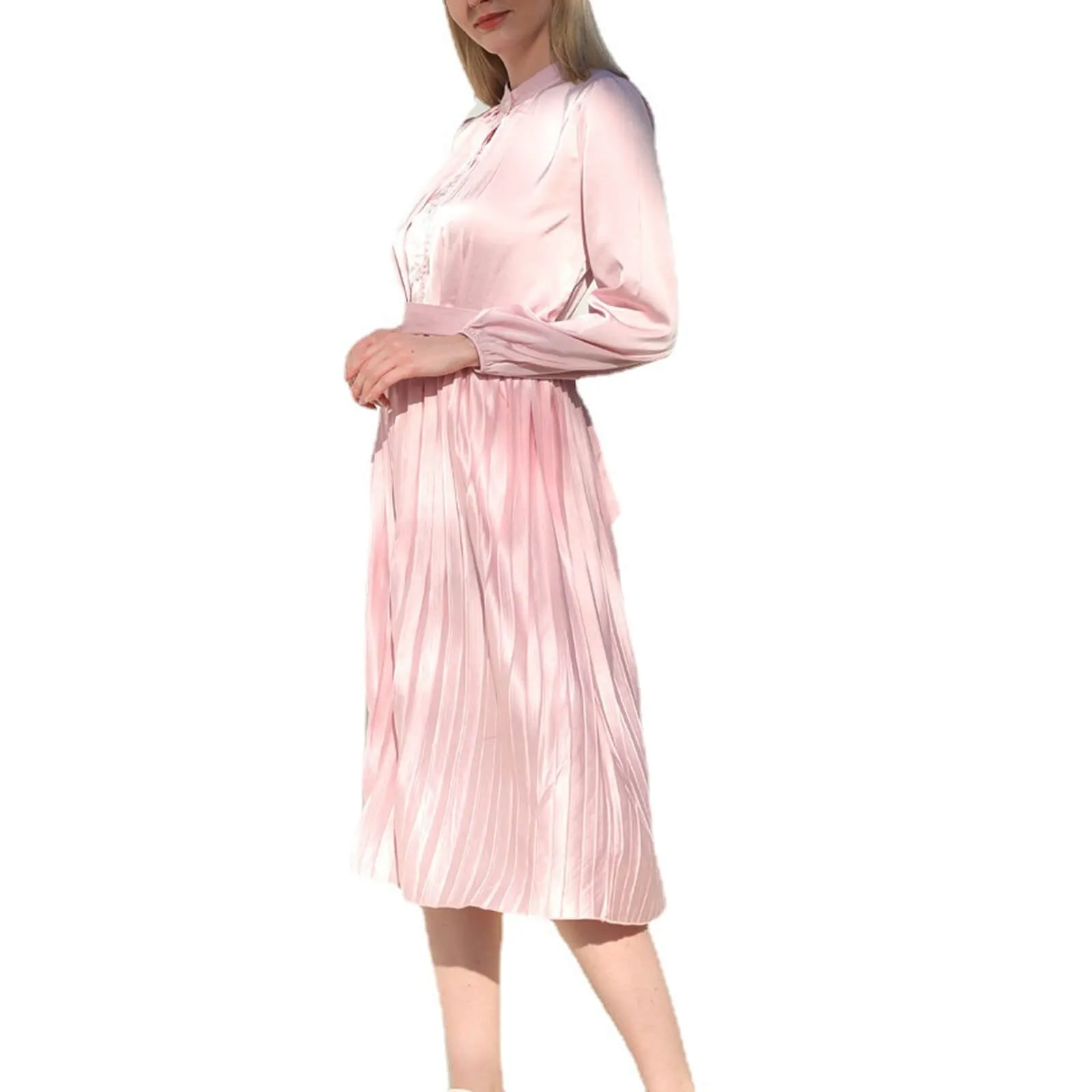 Pink Mommy and Me Dress Long Sleeve Elagant Matching Outfits