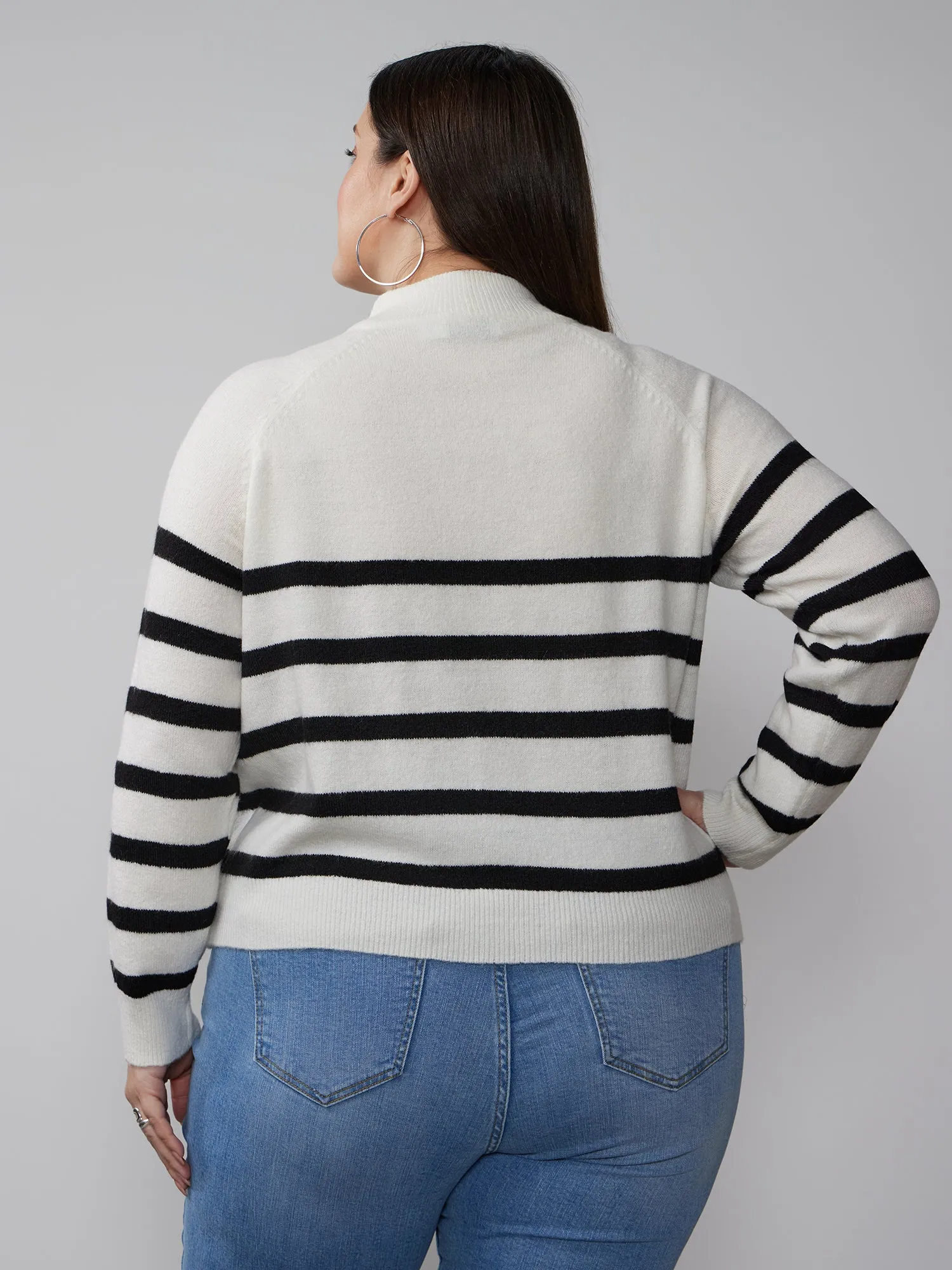 Plus Long Sleeve Striped Sweater