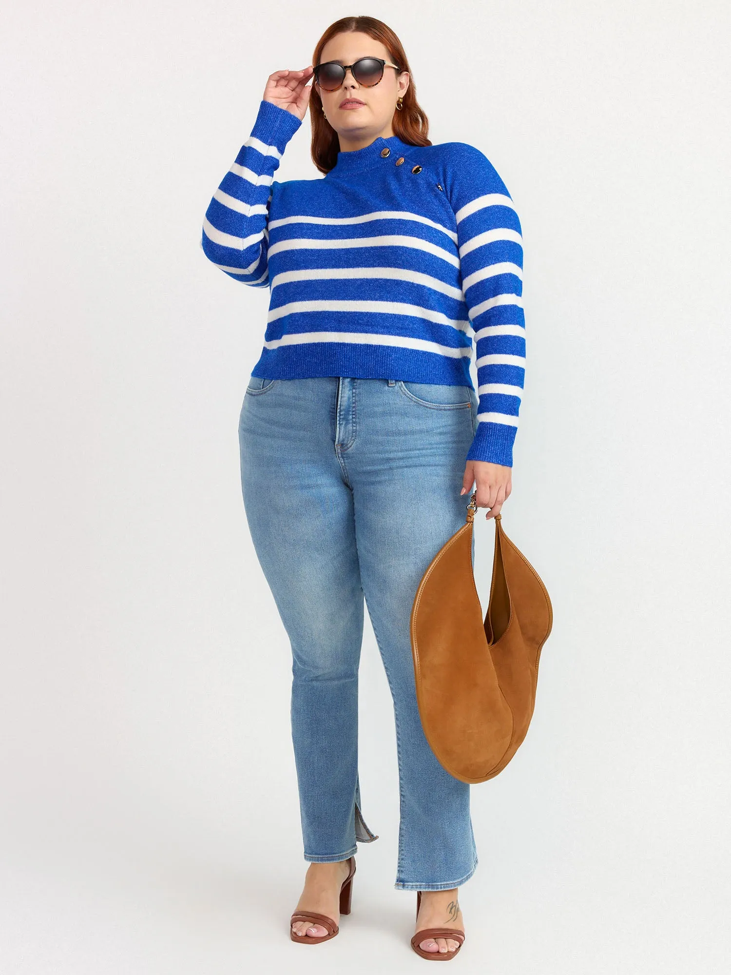 Plus Long Sleeve Striped Sweater