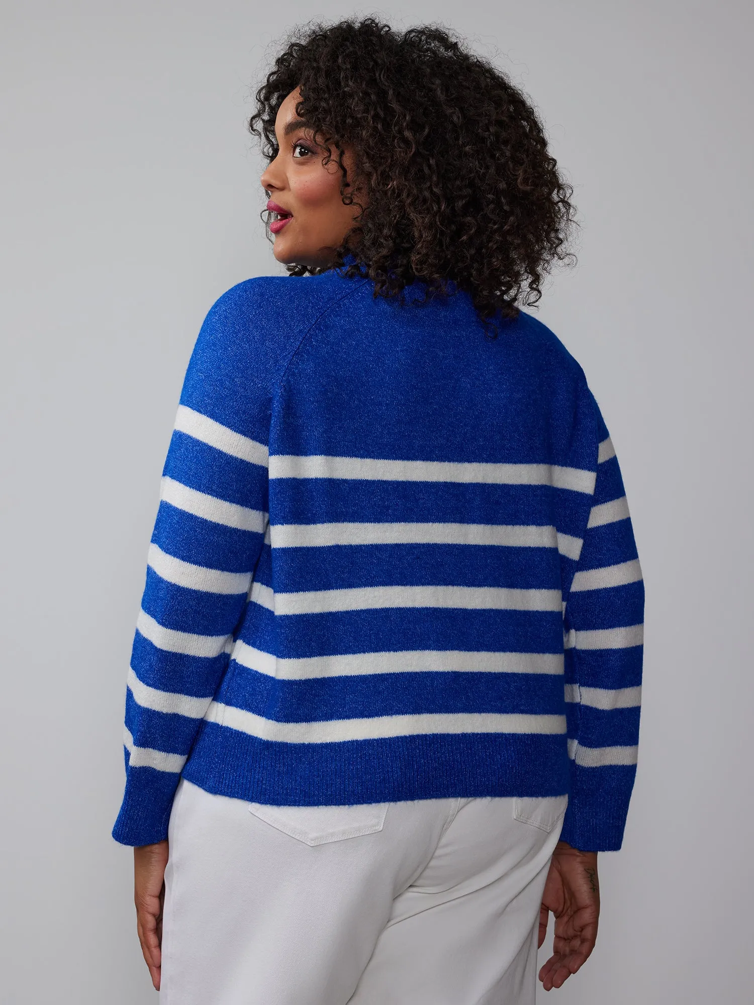 Plus Long Sleeve Striped Sweater
