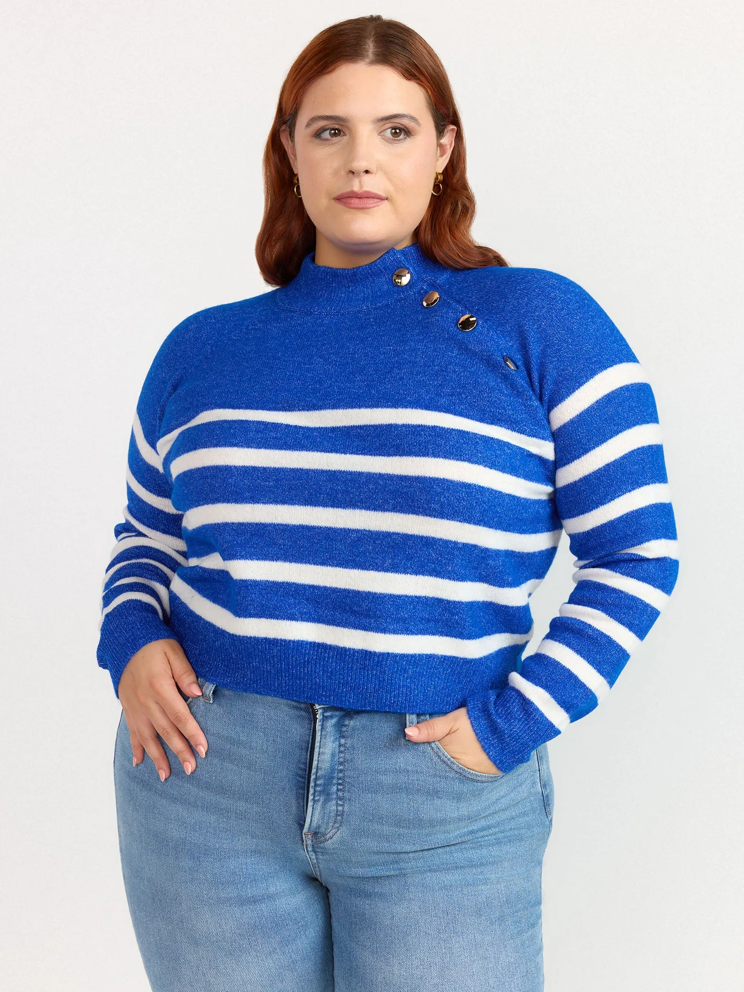 Plus Long Sleeve Striped Sweater