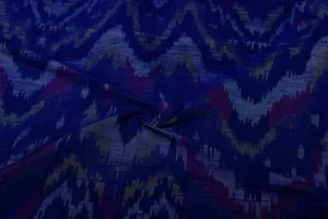 Precut Of 1 Meter Of Blue Raw Silk Ikat Fabric