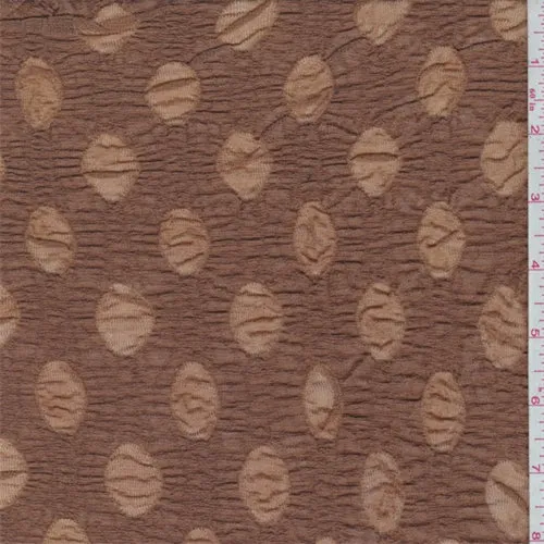 Rust Brown Oval Puckered Stretch Lace Fabric