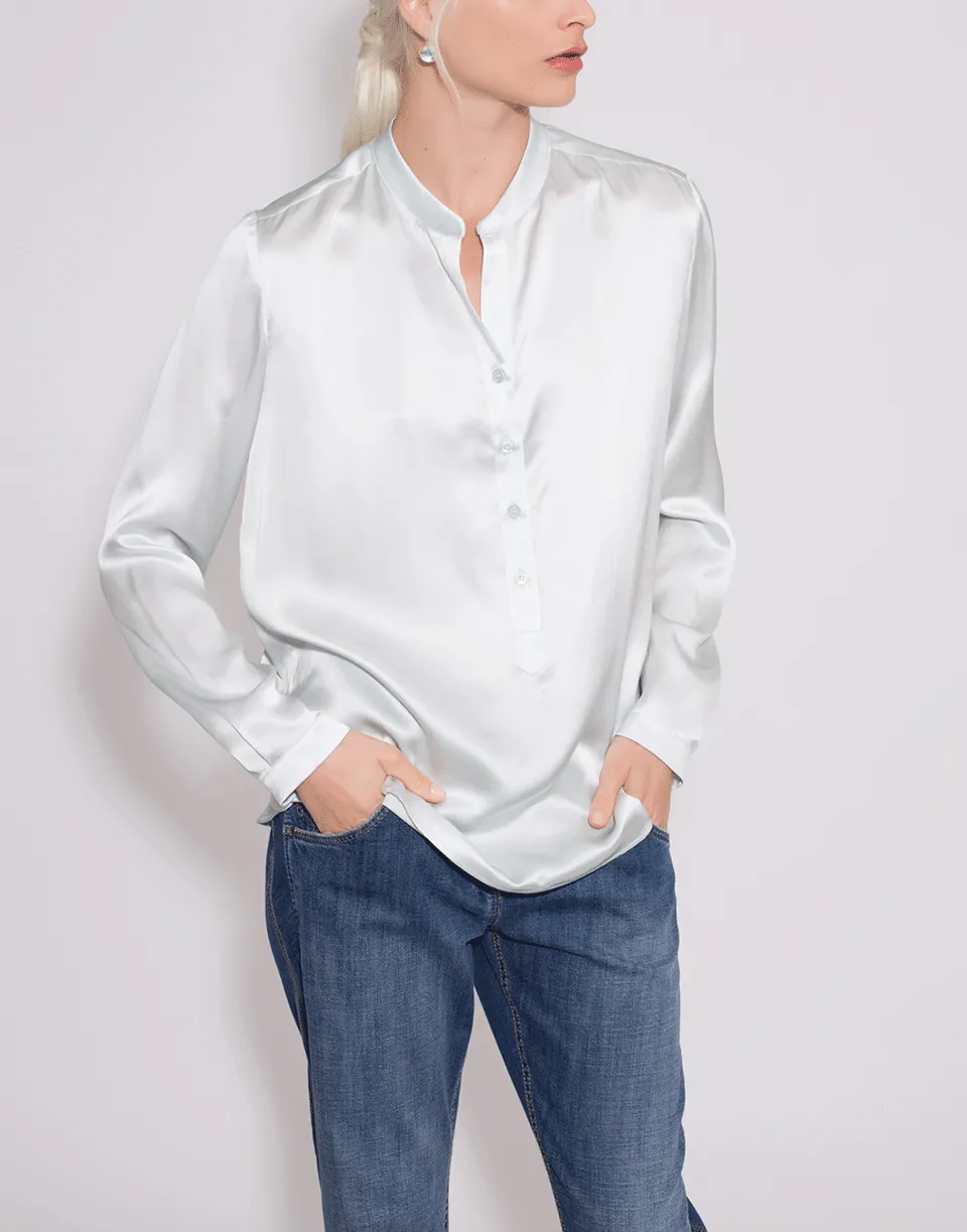 Silk Satin Henley Top