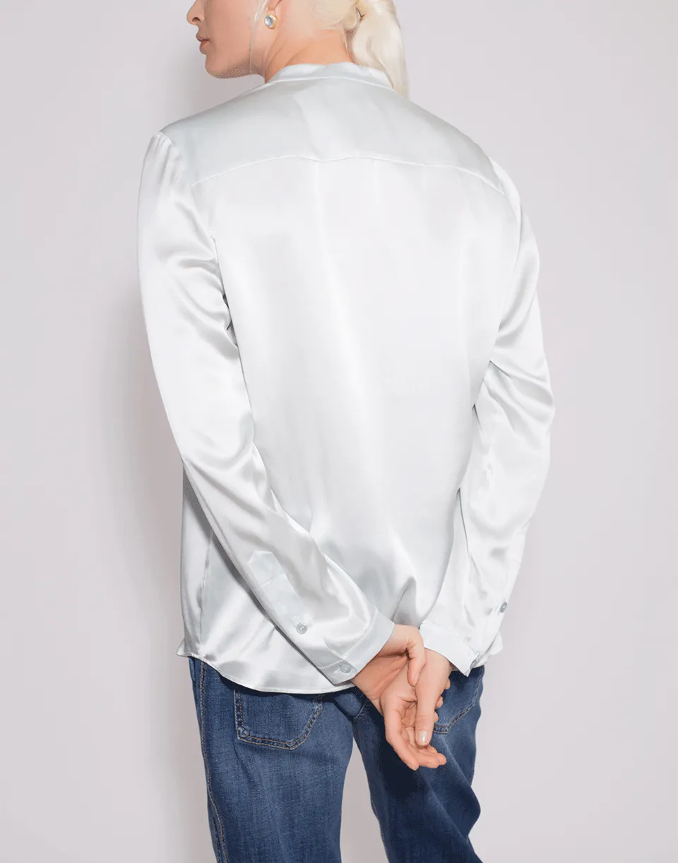 Silk Satin Henley Top