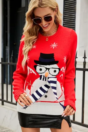 Snowman Scarf Detail Sweater