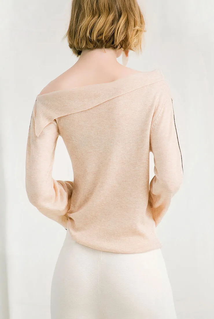 Solid Color Off The Shoulder Pullovers Sweater