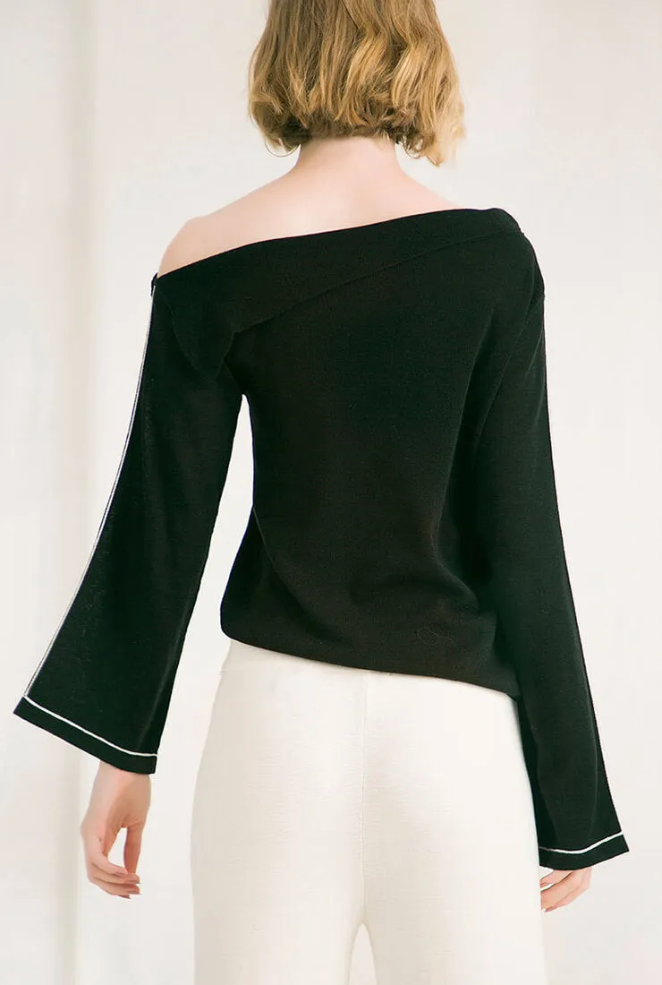 Solid Color Off The Shoulder Pullovers Sweater