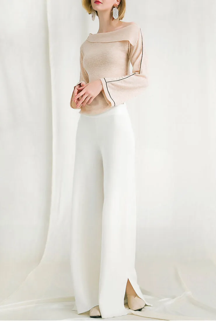 Solid Color Off The Shoulder Pullovers Sweater