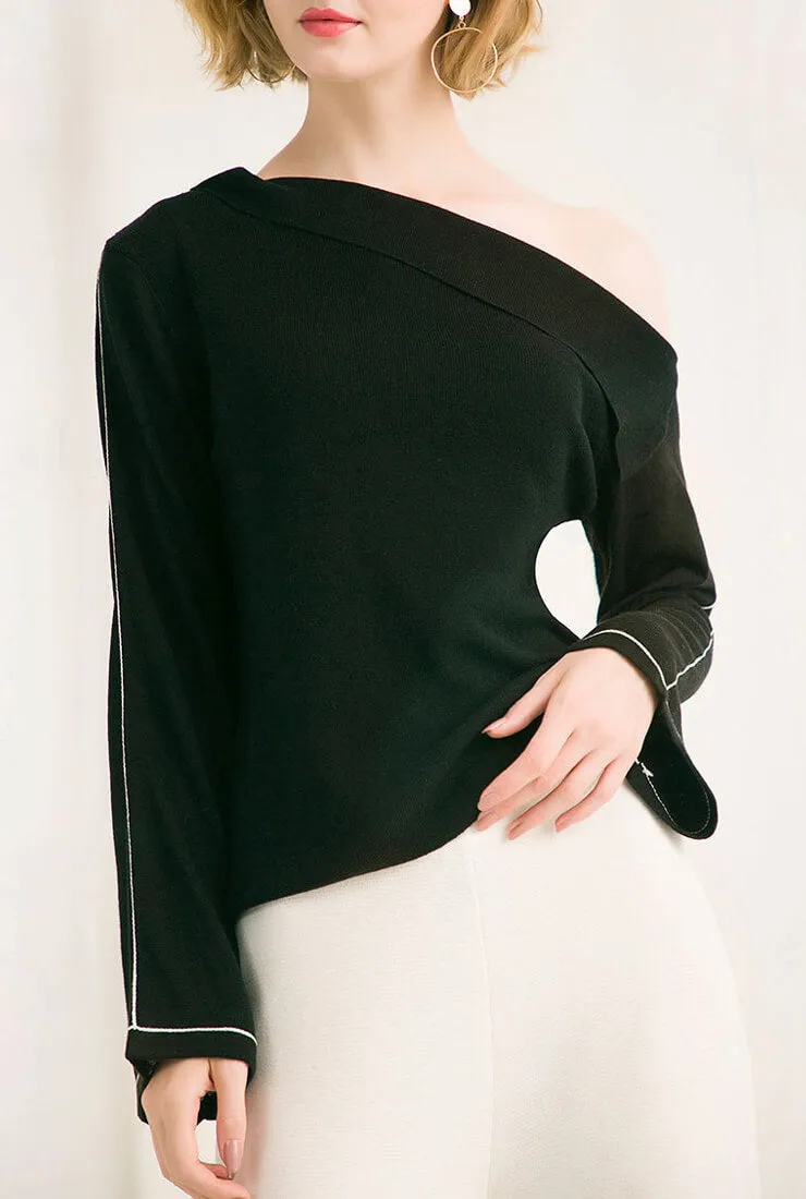 Solid Color Off The Shoulder Pullovers Sweater