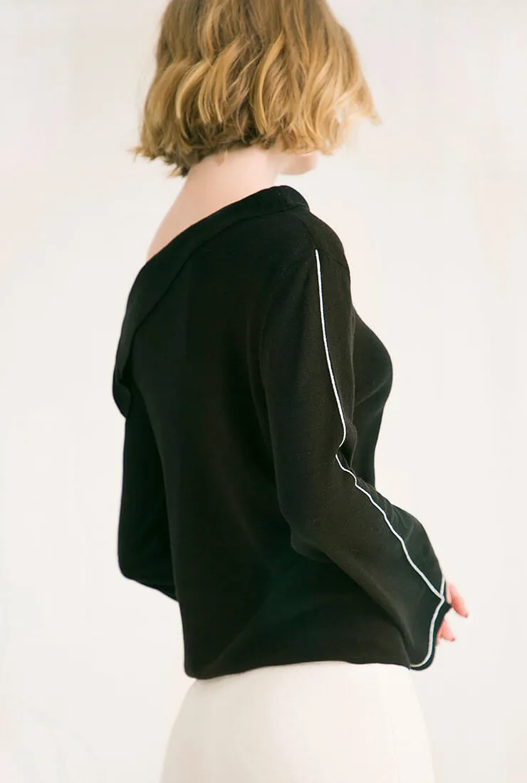 Solid Color Off The Shoulder Pullovers Sweater