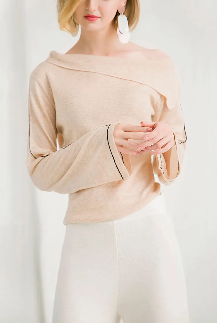Solid Color Off The Shoulder Pullovers Sweater