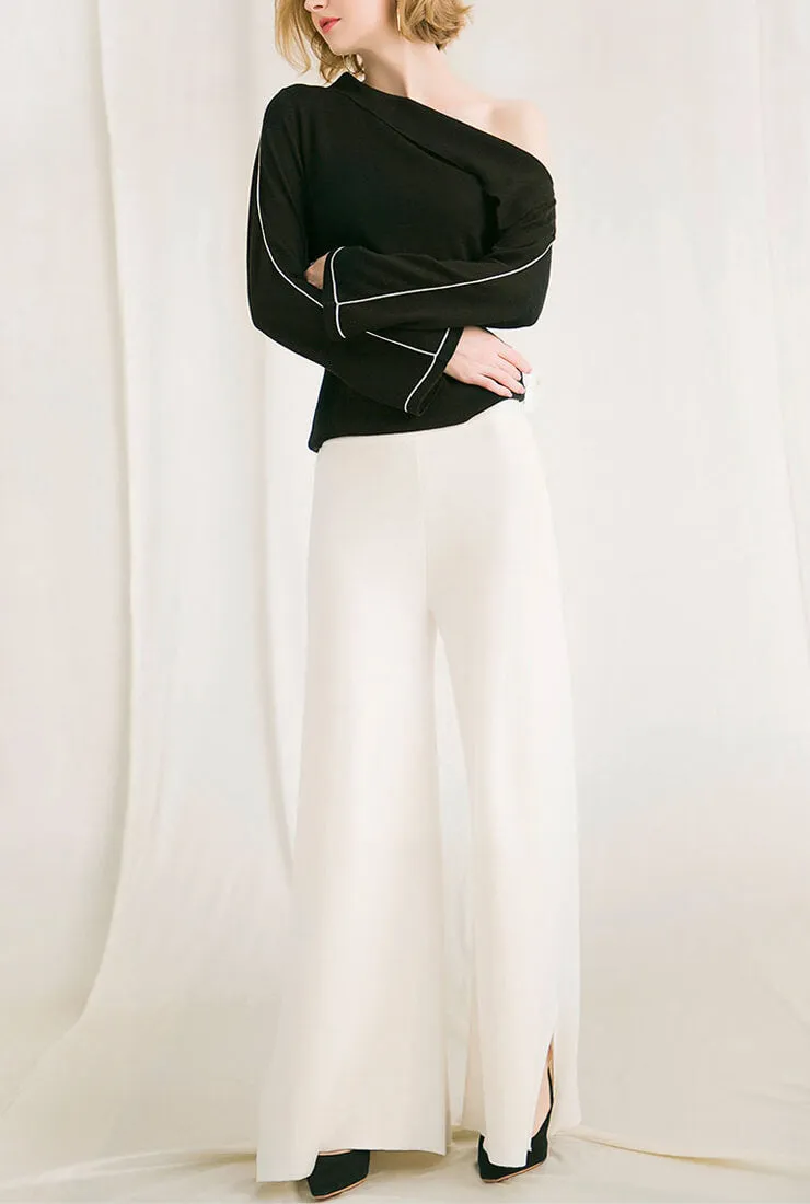 Solid Color Off The Shoulder Pullovers Sweater