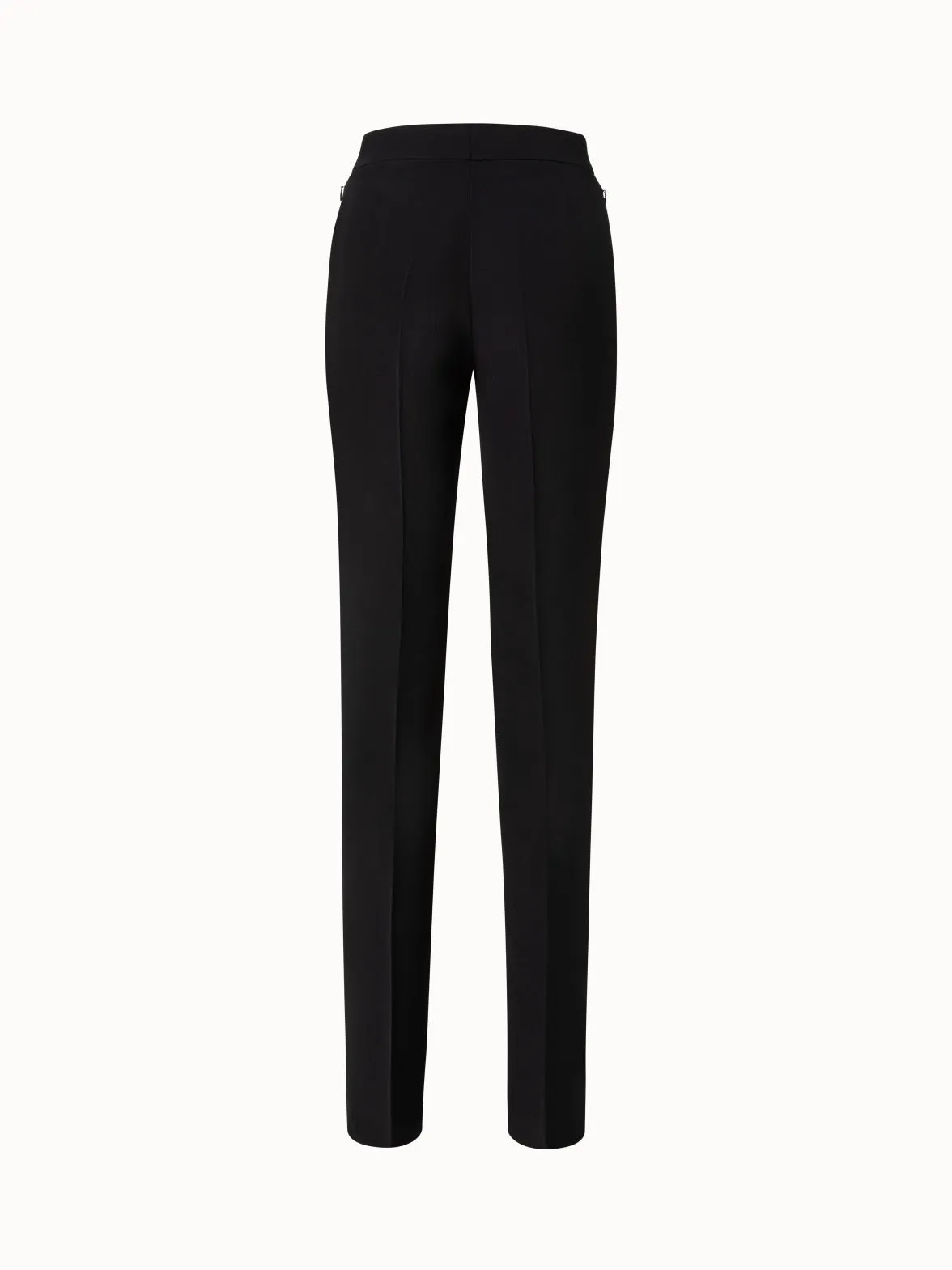 Straight Silk Crêpe Pants with Satin Side Trim