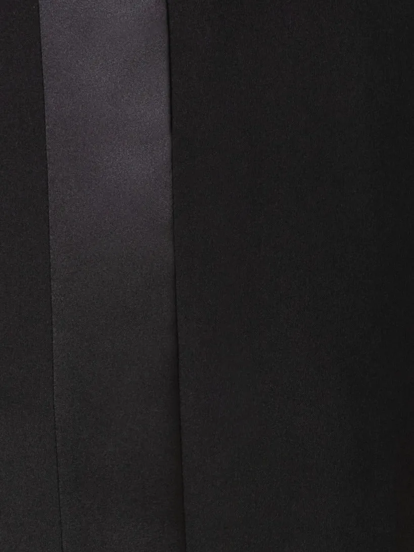 Straight Silk Crêpe Pants with Satin Side Trim