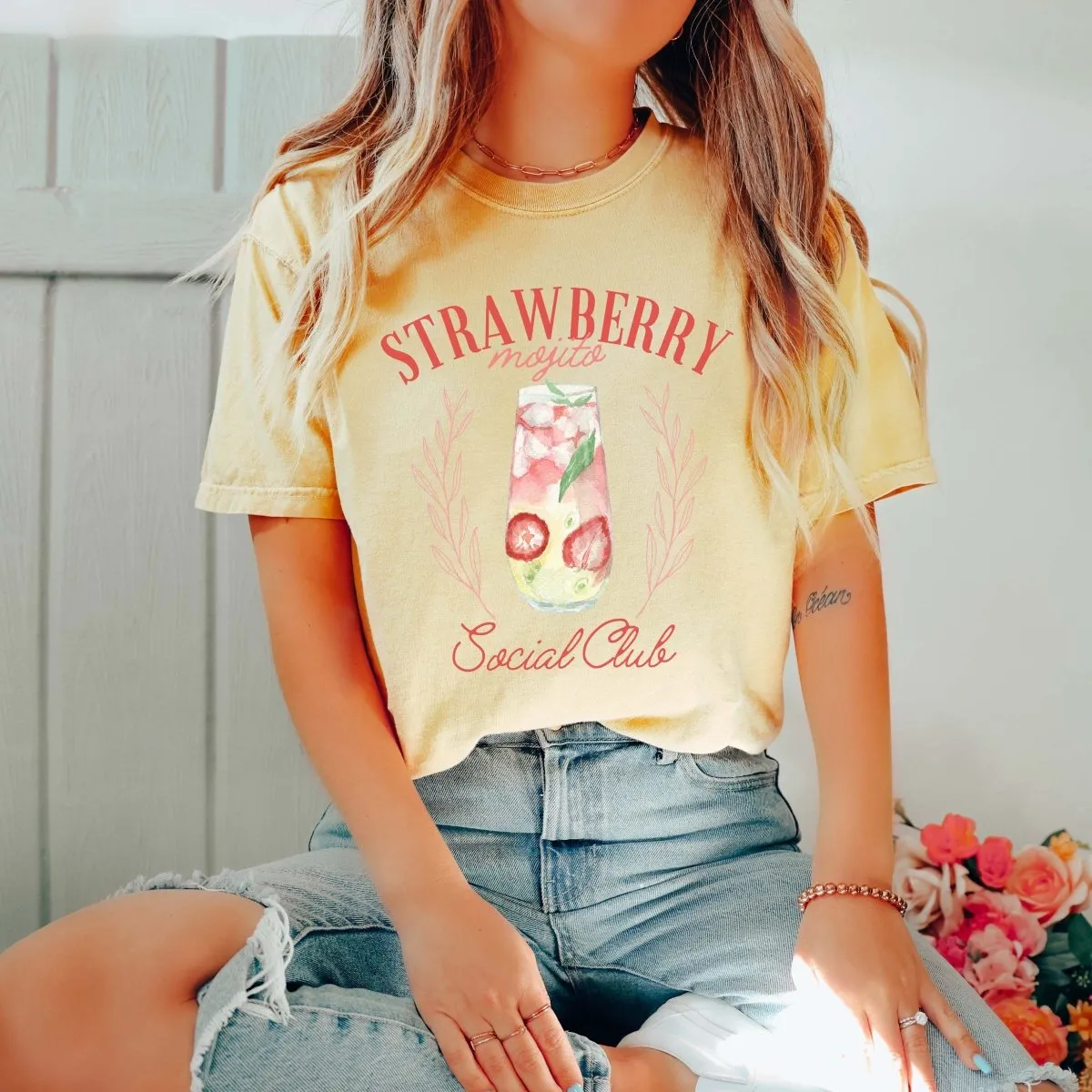 Strawberry Mojito Social Club Comfort Color Tee