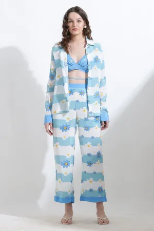 Striped Floral Crepe Co-ord Set