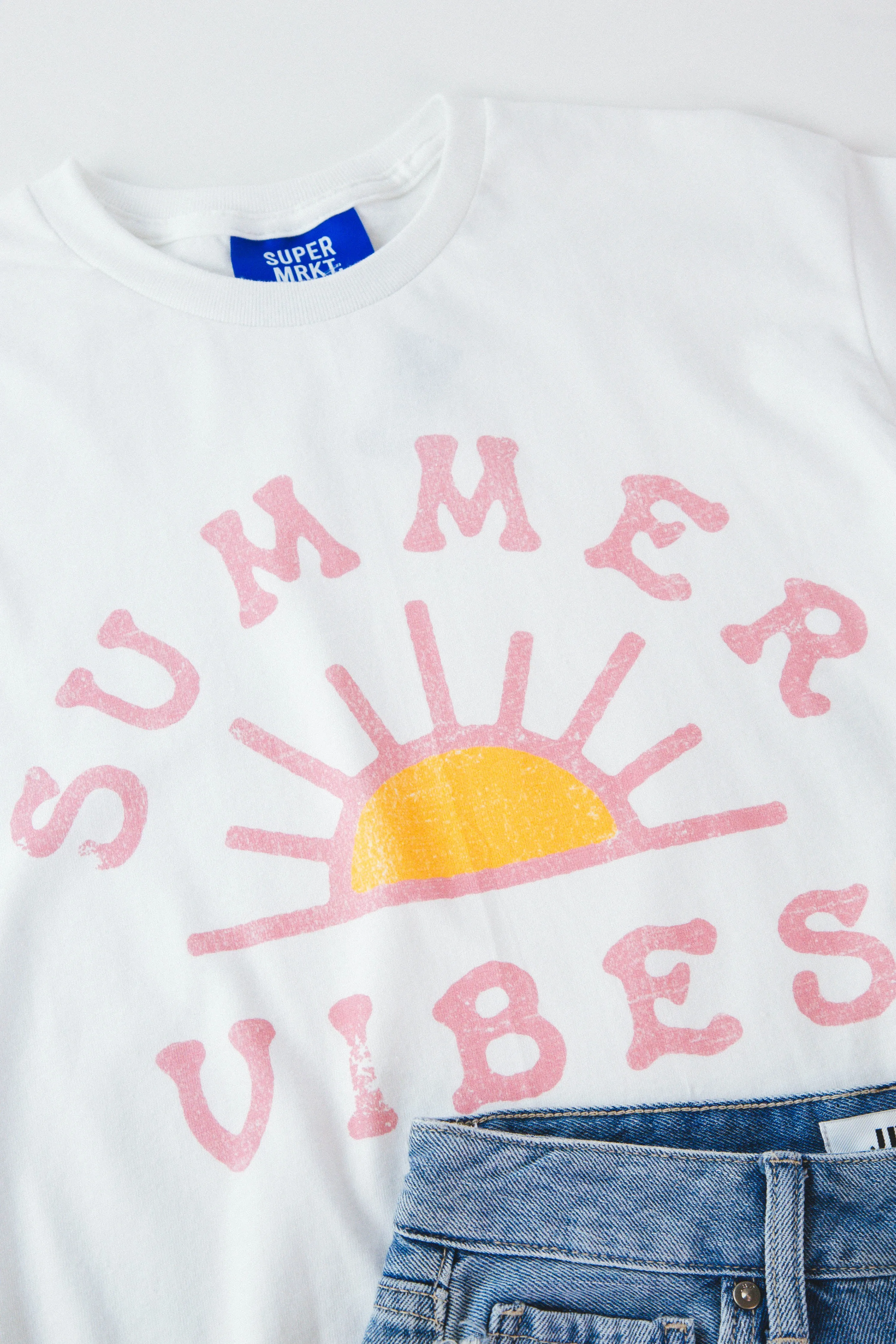 Summer Vibes Oversized Graphic Tee, White
