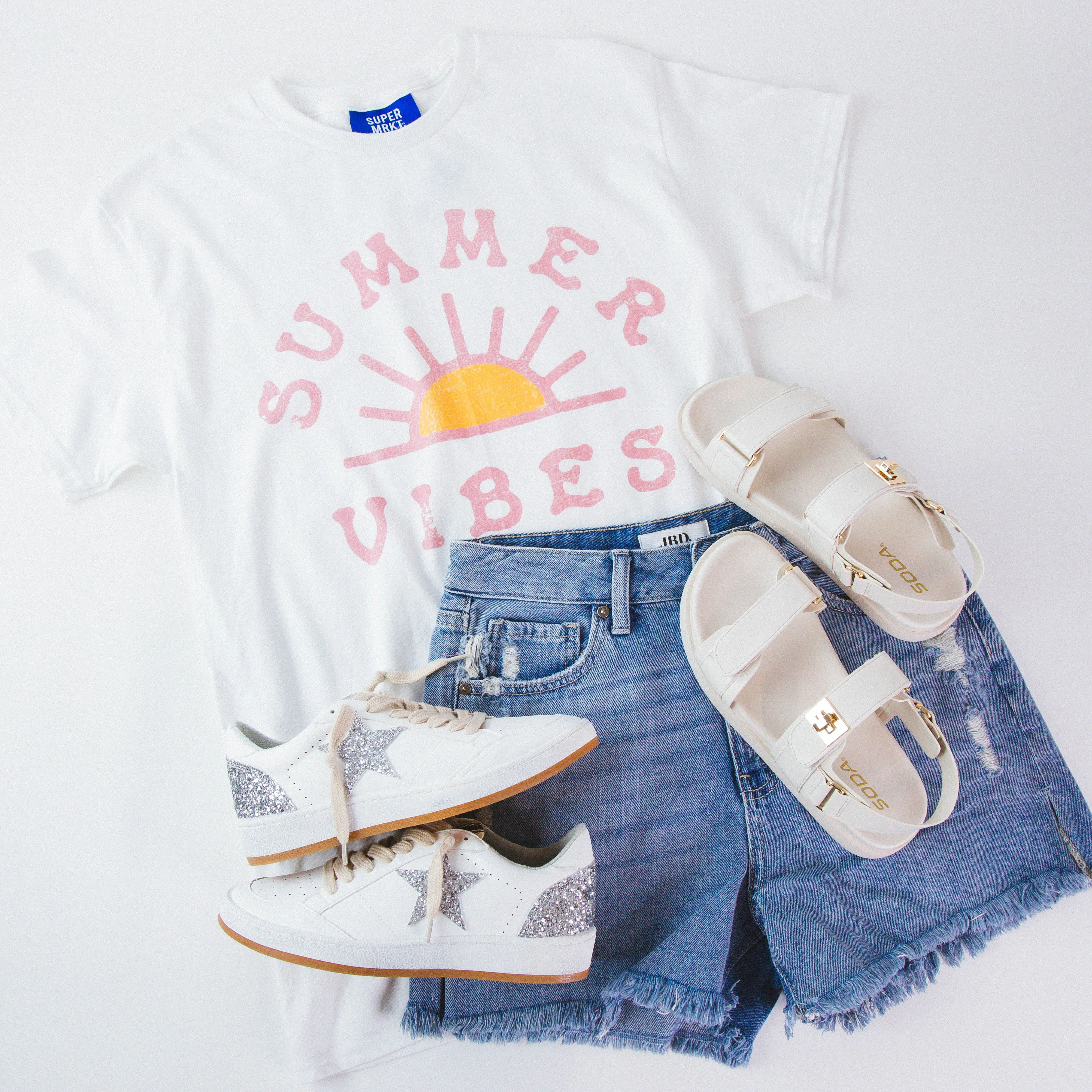 Summer Vibes Oversized Graphic Tee, White