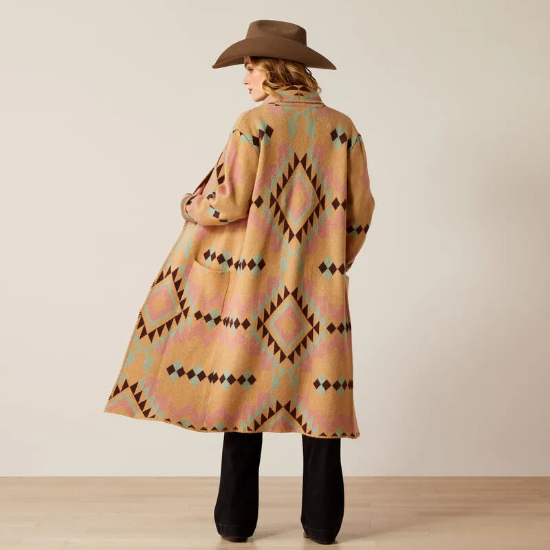 Sunset Chic Blanket Coat - Spark Geo Jacquard