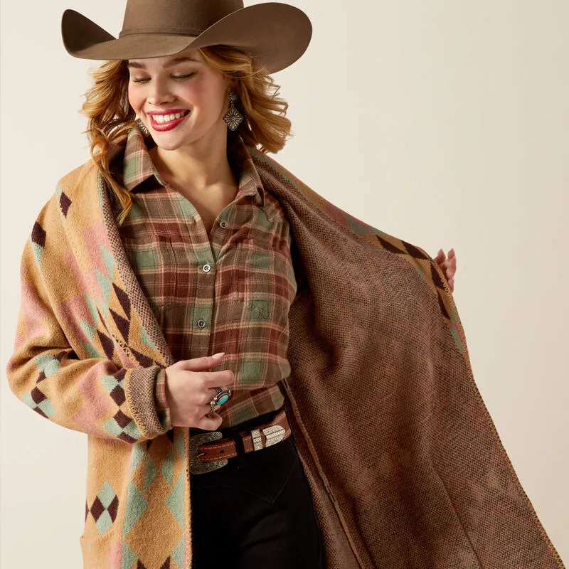 Sunset Chic Blanket Coat - Spark Geo Jacquard