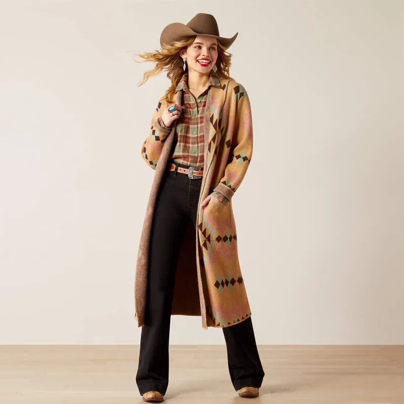 Sunset Chic Blanket Coat - Spark Geo Jacquard