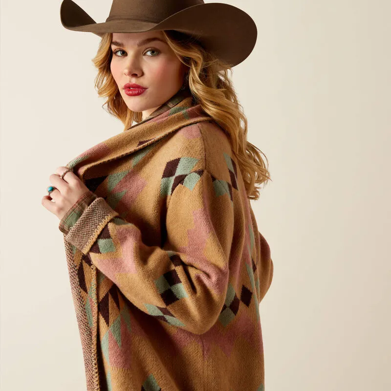 Sunset Chic Blanket Coat - Spark Geo Jacquard
