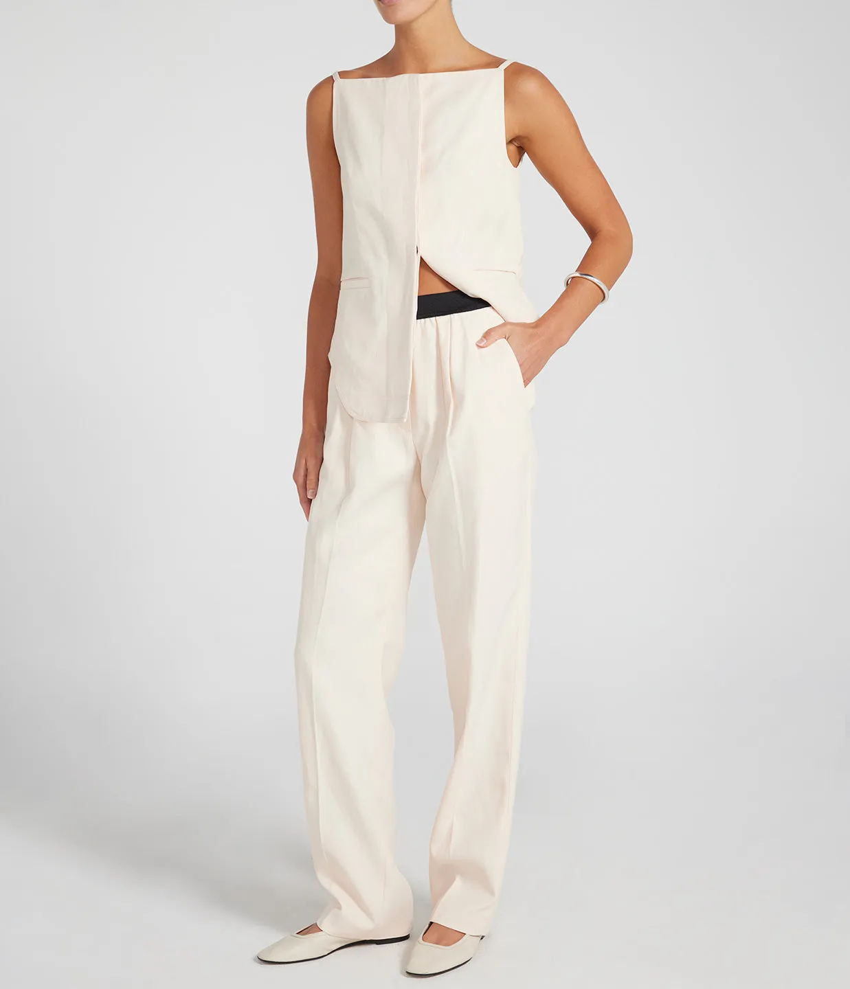 Takaroa Elastic Pants in Cream Rose